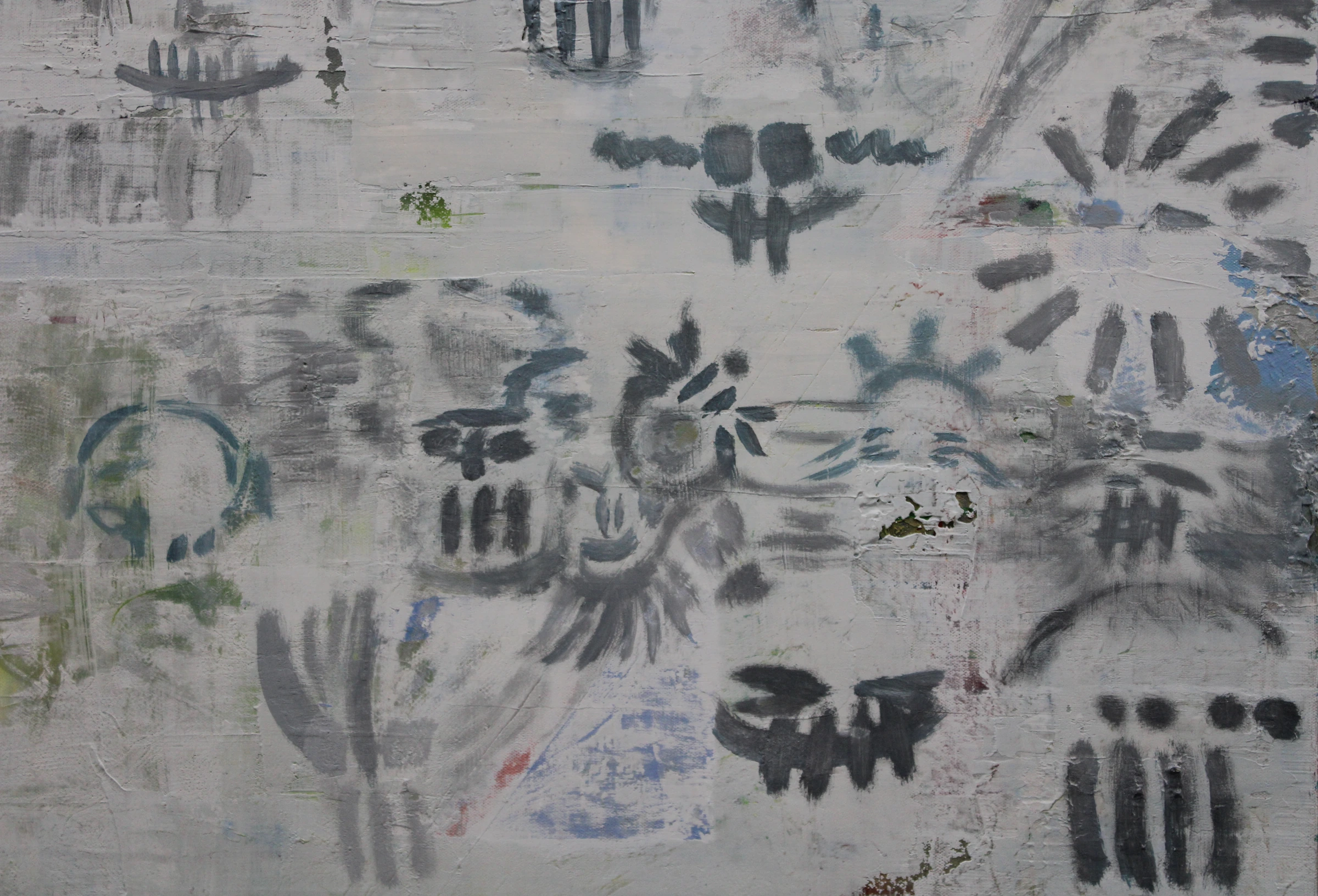 Lower right detail of Anthropomorphic, showing dark expressive forms and the layered painted surface.